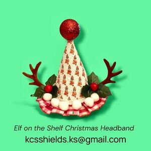 Elf on the Shelf Christmas Girls Headband with Antlers & Holly Kids Party Hat